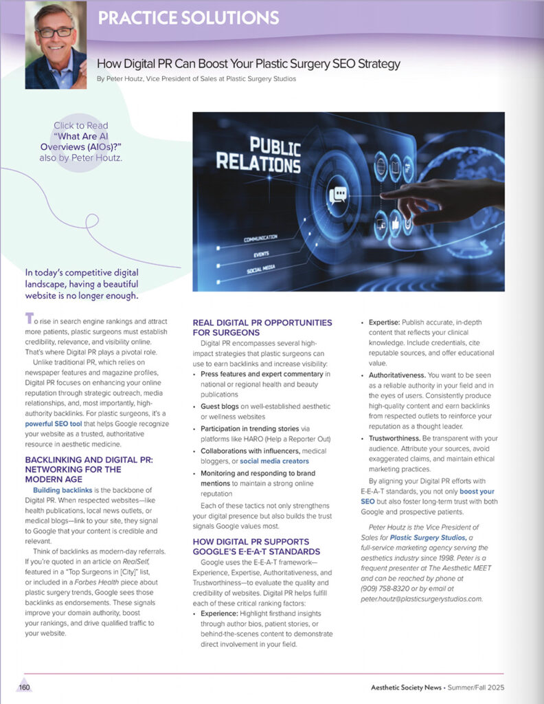 Aesthetic Society article by Peter Houtz