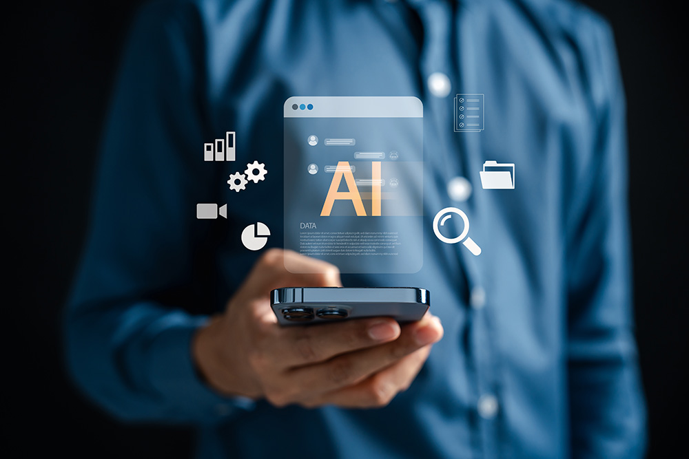 A person using AI on his phone